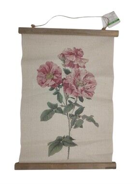 NWT Ashland Tea Garden Tapestry Hanging Wall Scroll Pink Floral Boho Cottagecore